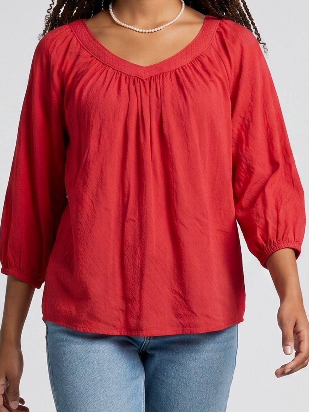 Anthropologie By Maeve Red Boswell V-Neck Blouse 2